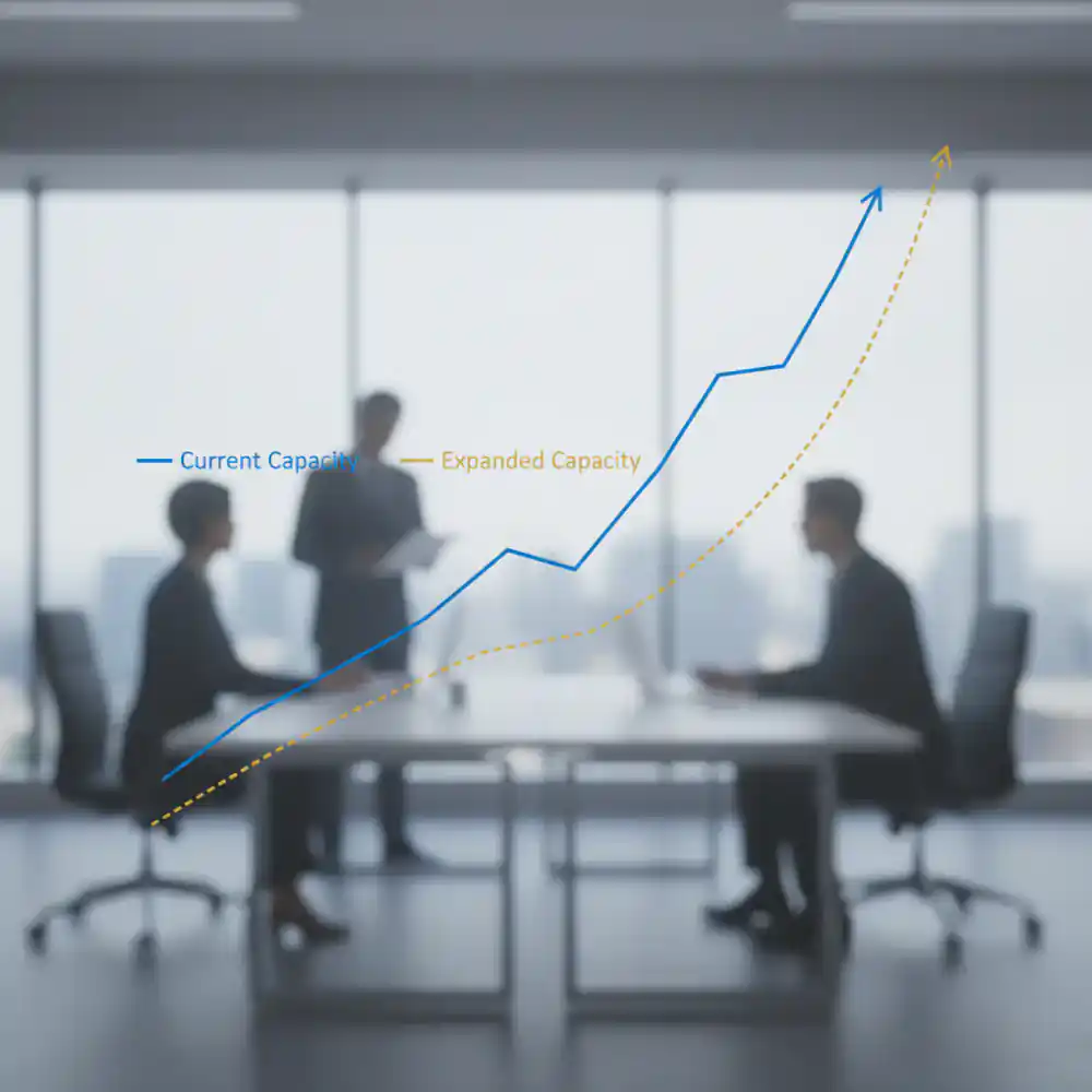 Financial projection line graph for capacity expansion