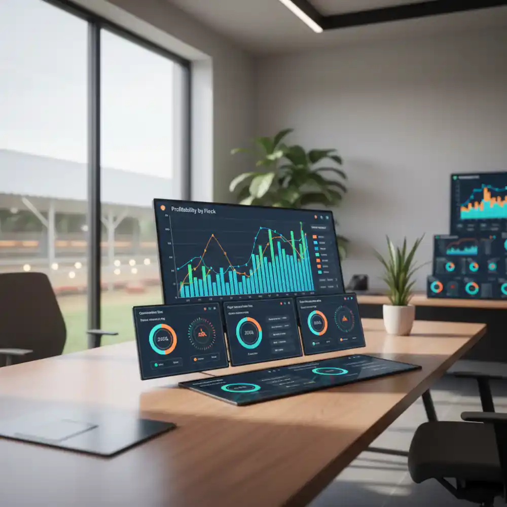 Interactive profitability charts and dashboard metrics for a commercial poultry operation
